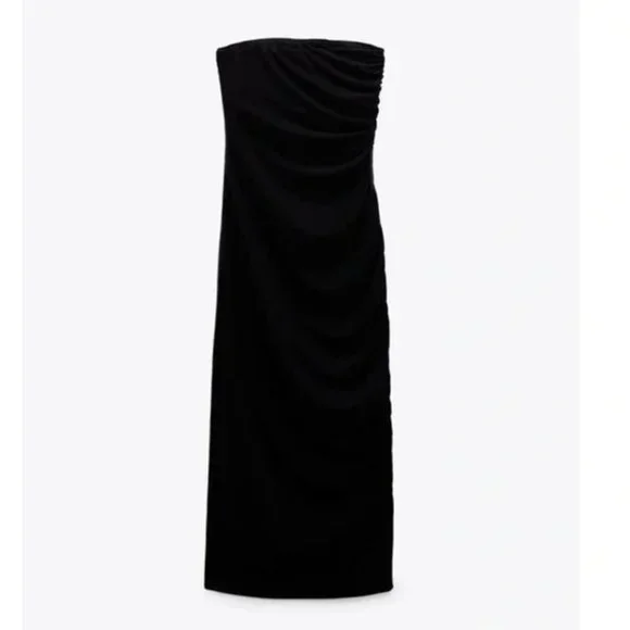 NWT Zara draped midi dress black - Picture 4 of 7